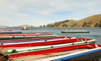 Imbarcazioni presso Copacabana, Bolivia