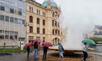 Fontana di acqua calda a Karlovy Vary, Repubblica Ceca