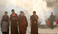 Monaci buddhista presso lo Stupa di Bodnath, Kathmandu